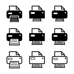 Set of Printer document web icon, printout machine technology flat sign vector illustration