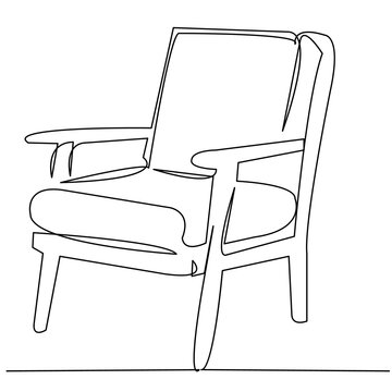 recommend clip art: continuous single drawn one line armchair furniture hand-drawn picture silhouette. Line art. doodle