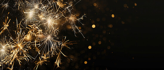 bright white and gold fireworks at new year with copy space comeliness 