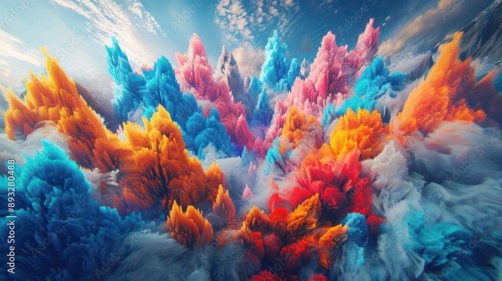 Aufkleber abstract colorful sky with vibrant hues and dynamic shapes, an artistic exploration of color and for