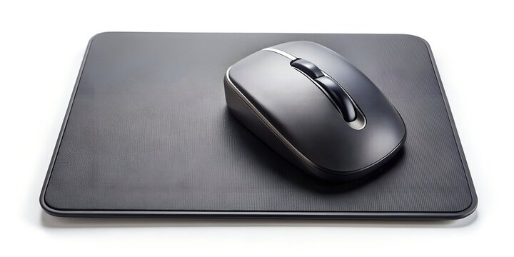 A sleek wireless mouse and a mouse pad on an isolated background AI-Created Content