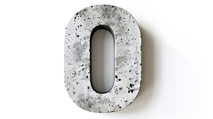 White 3D Concrete Letter "0" Shaped Like a Rock
