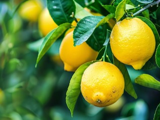 Vibrant Lemons: A Close-Up View at a Farm in Kanchanburi, Thailand
