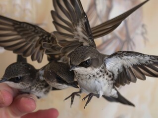 Fototapeta premium Graceful Young Swifts: Captured in Close-up Detail