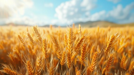 Naklejka premium Wheat Field Border