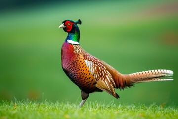 Fototapeta premium Male pheasant on lawn.