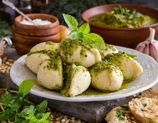 Semmelknödel mit Pesto und Kräutern