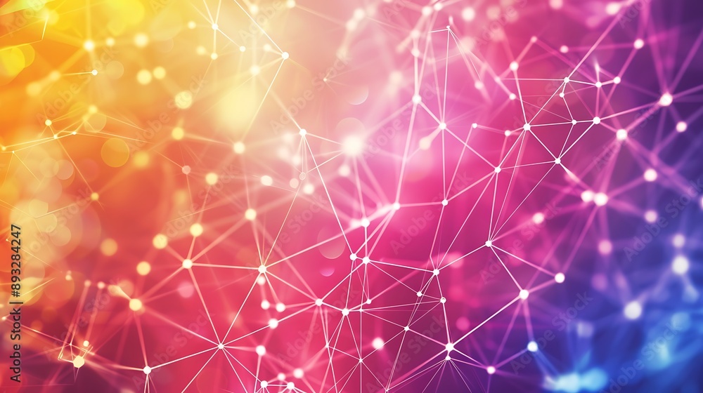 Poster abstract colorful digital connection network for internet data communication technology concept.