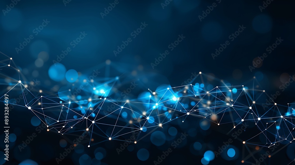 Poster abstract modern blue digital network for futuristic internet communication innovation data connectio