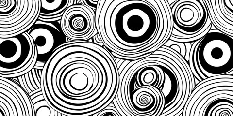 Black and White Hypnotic Circular Pattern