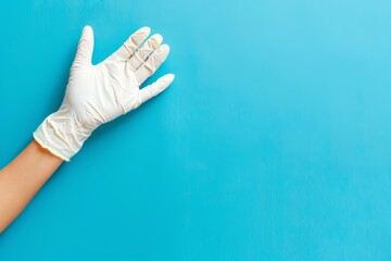 Solid color background, compared with medical gloves, plastic beauty skin care concept