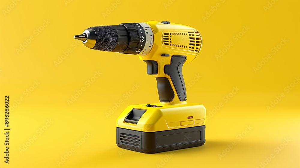 Poster Illustration of a handheld power drill with a compact design centered with empty space around the edges Stock Photo with copy space