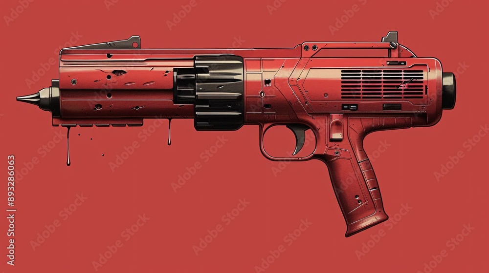 Poster Illustration of a handheld power drill with a compact design centered with empty space around the edges Stock Photo with copy space