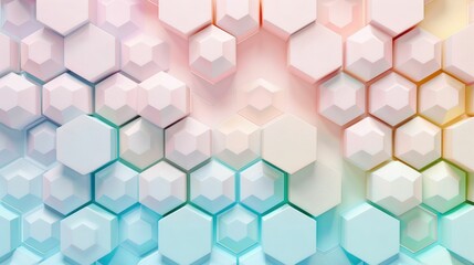 Abstract geometric background with interlocking hexagons in pastel colors