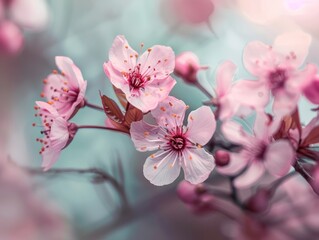 Obraz premium Blooming Beauty: Cherry Blossoms in the Garden - 