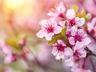 Fototapeta premium Blooming Beauty: Cherry Blossoms in a Garden