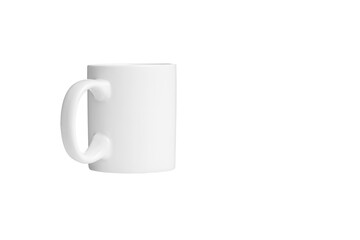 white cup for tea or coffee on isolated white background close up