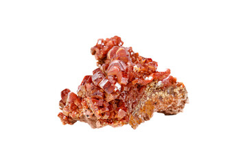 Vanadinite stone mineral stone on a white background close up