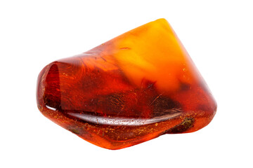 Amber mineral stone on white background close up