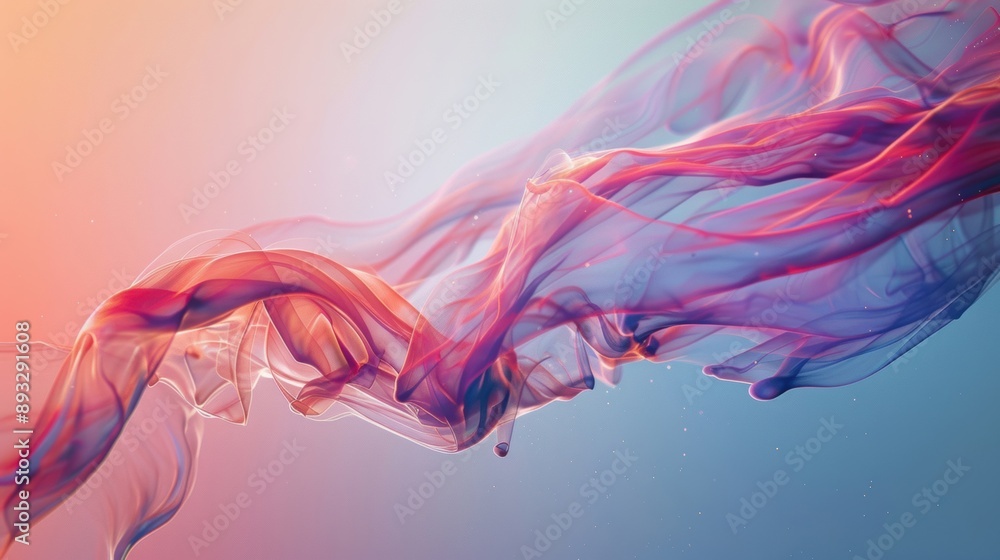 Poster swirling colorful smoke on a soft gradient background, creating a dreamy and ethereal visual effect.