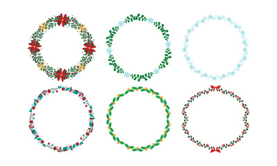 Frames collection for christmas season celebration, christmas wreath concept