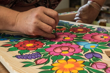 malowane wzory kwiatów na powierzchniach użytkowych © siwyk