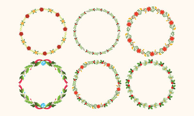 Frames collection for christmas season celebration, christmas wreath concept