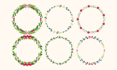 Frames collection for christmas season celebration, christmas wreath concept