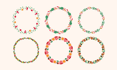Frames collection for christmas season celebration, christmas wreath concept