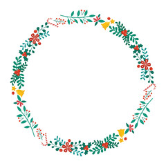 Frame template for christmas season celebration, christmas wreath concept