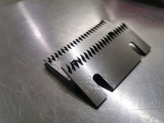 Industrial blades for cutting food wrapping film, production lines, spare parts, industrial plants, engineering, steel, stainless steel.
