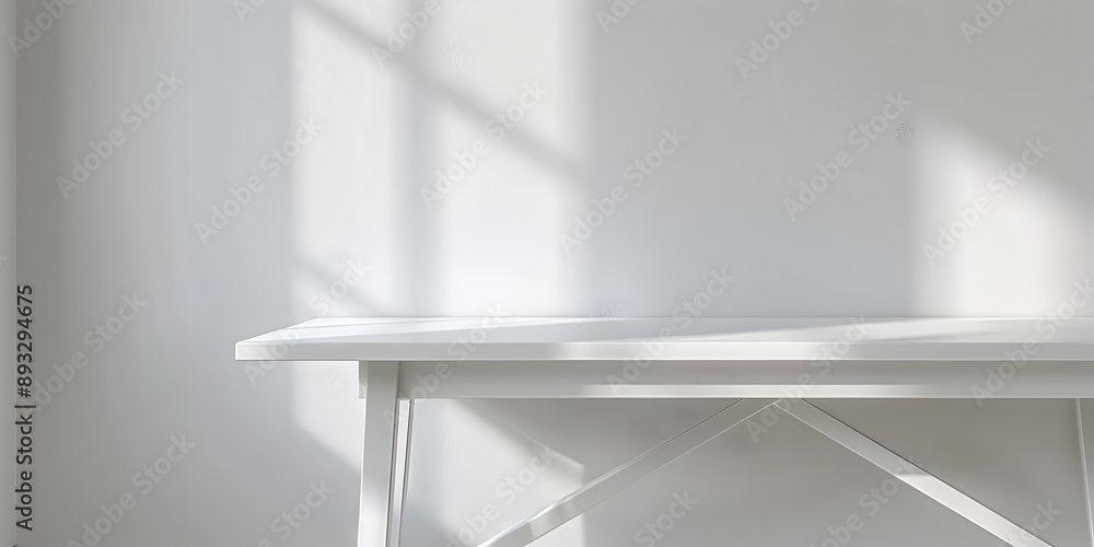 Wall mural bright and minimal white table for product showcase and display concept