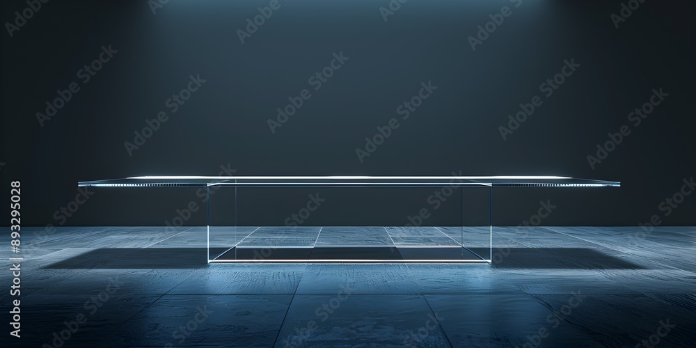 Canvas Prints modern minimalist glass table on sleek black background for product concept display