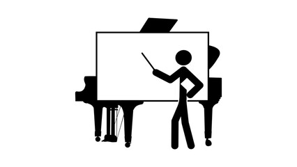 piano school, black isolated silhouette © OMIA