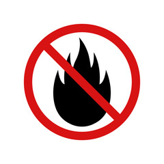 No Fire Flame Sign Symbol. Fire Flame Icon. Vector Illustration Isolated on White Background. 