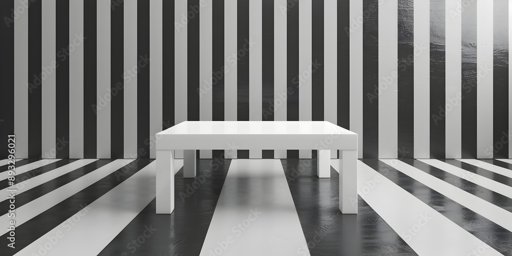 Poster minimalist monochrome backdrop with elegant lacquered table for product concept display