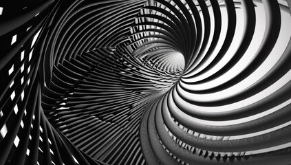 Obraz premium Dynamic Black and White Twisting Form