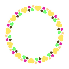 Hand drawn flat design hearts border and frame