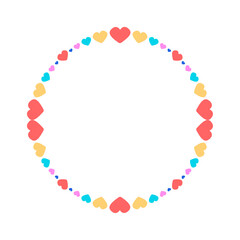 Hand drawn flat design hearts border and frame