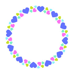Hand drawn flat design hearts border and frame