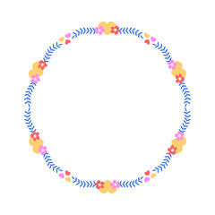 Hand drawn flat design hearts border and frame