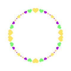 Hand drawn flat design hearts border and frame