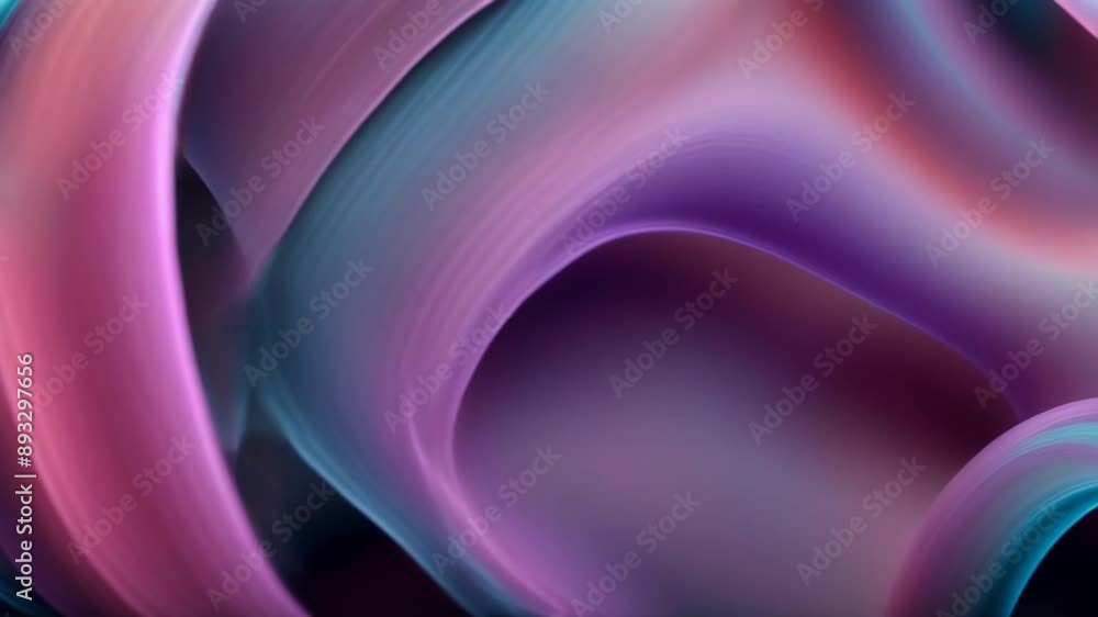 Wall mural looped 3d animation of energy dynamic abstract footage with glowing plasma swirling lines, waves, sh