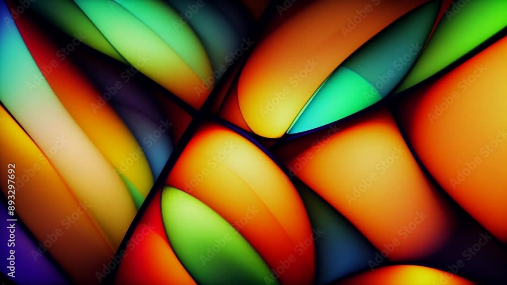 Wall mural looped seamless animation background of energy dynamic abstract footage with vibrant colorful rainbo