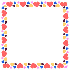 Hand drawn flat design hearts border and frame