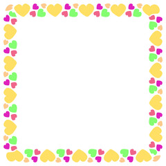 Hand drawn flat design hearts border and frame