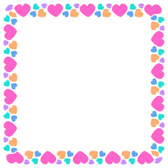 Hand drawn flat design hearts border and frame