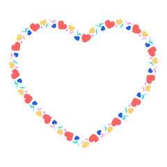 Hand drawn flat design hearts border and frame