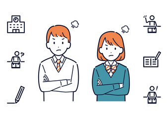 怒る高校生のイラスト＿上半身