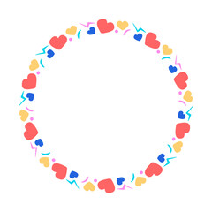 Hand drawn flat design hearts border and frame
